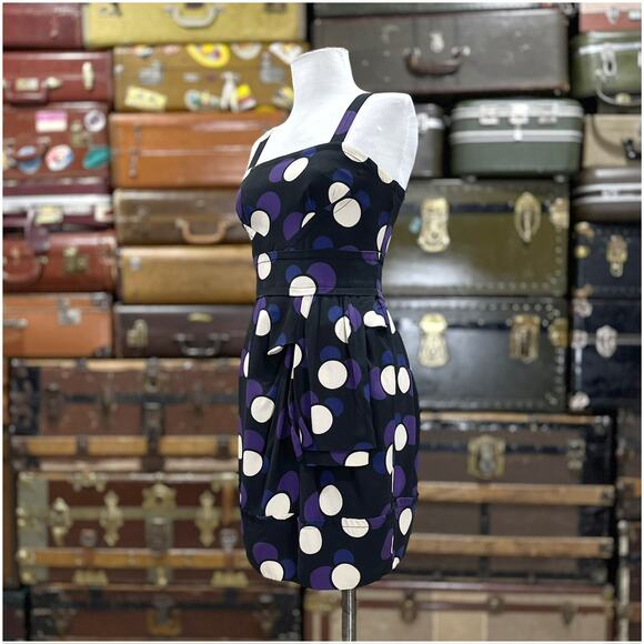 Marc by Marc Jacobs Polka Dot Bubble Dress Womens Size 2 Black Purple Y2K - Picture 2 of 11